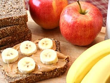 Apples and banana peanut butter bread