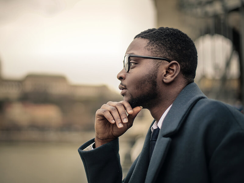 man thinking outside